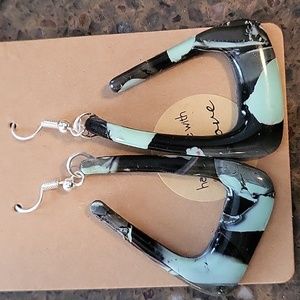 Earrings! Turquoise, black, gray